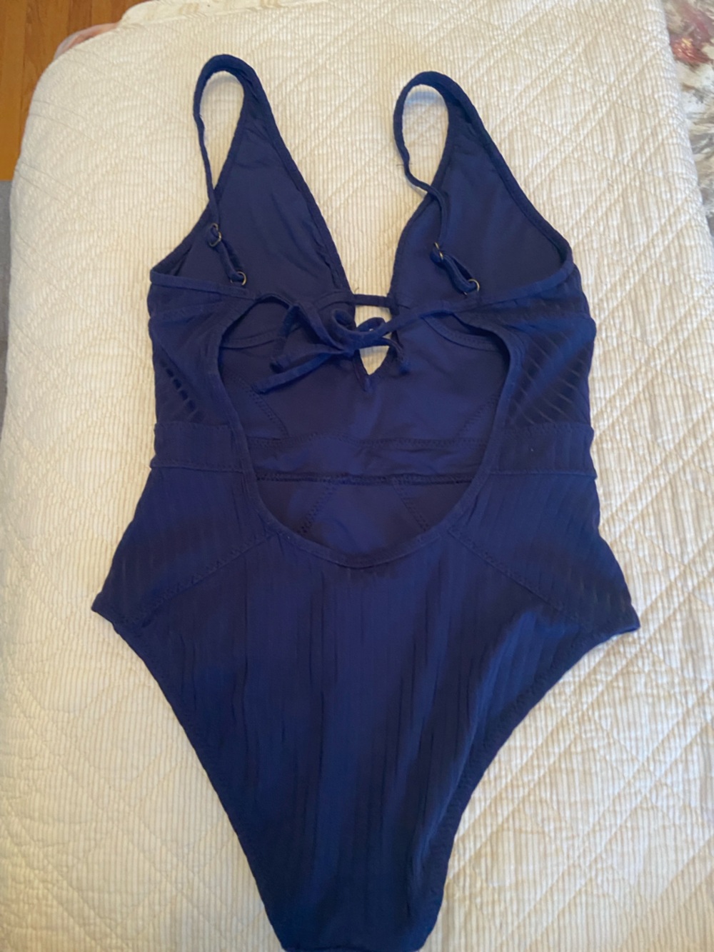 BECCA Deep Navy Ribbed One-Piece - Picture 3 of 4
